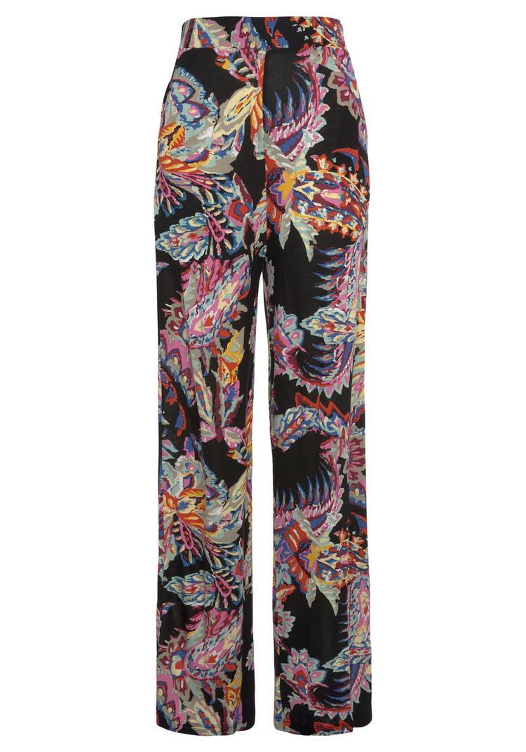 Buffalo Buffalo Palazzohose Stoffhose Damen - schwarz-bunt bedruckt - 0 | SportScheck