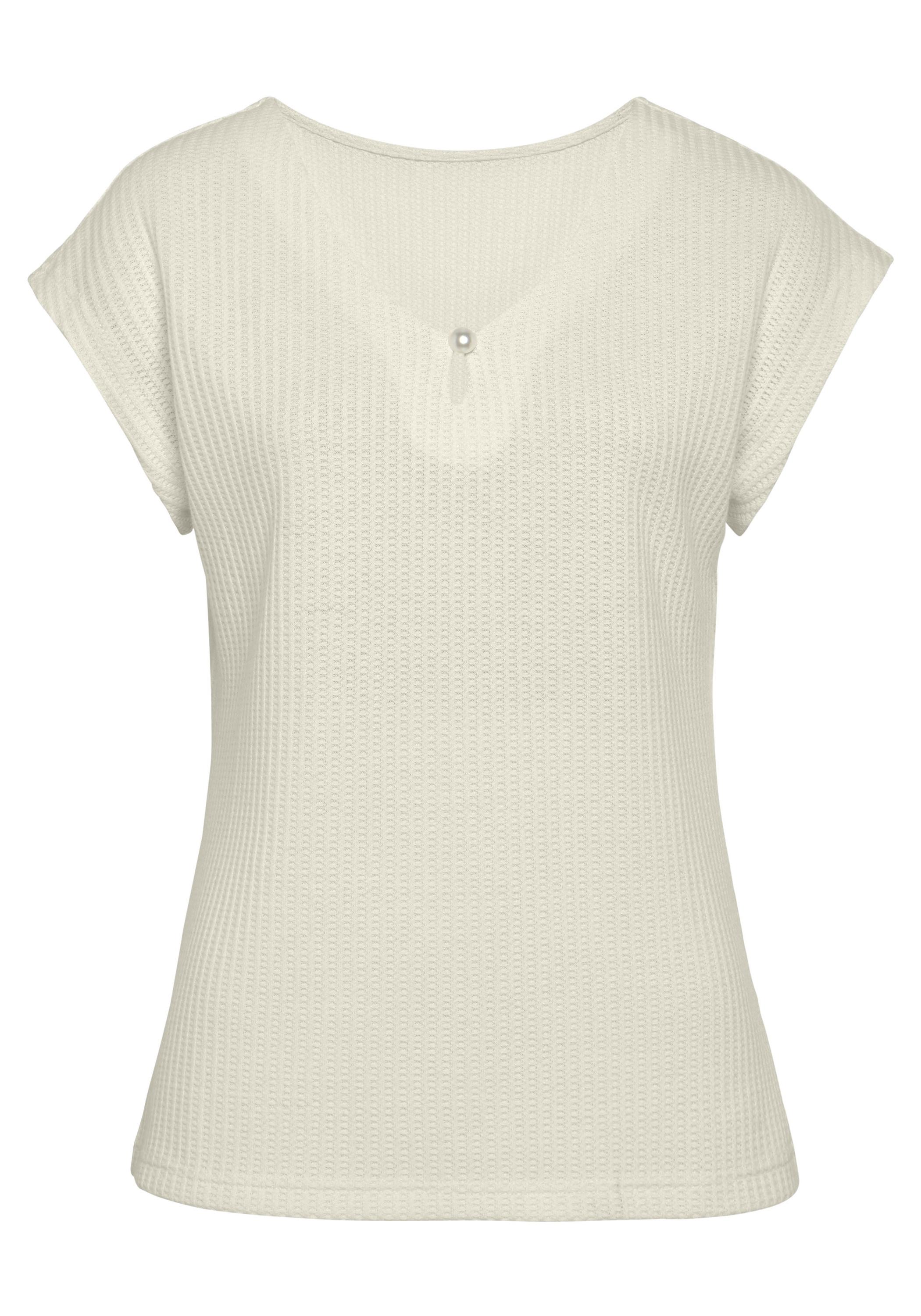 Lascana Kurzarmshirt T-Shirt Damen - creme