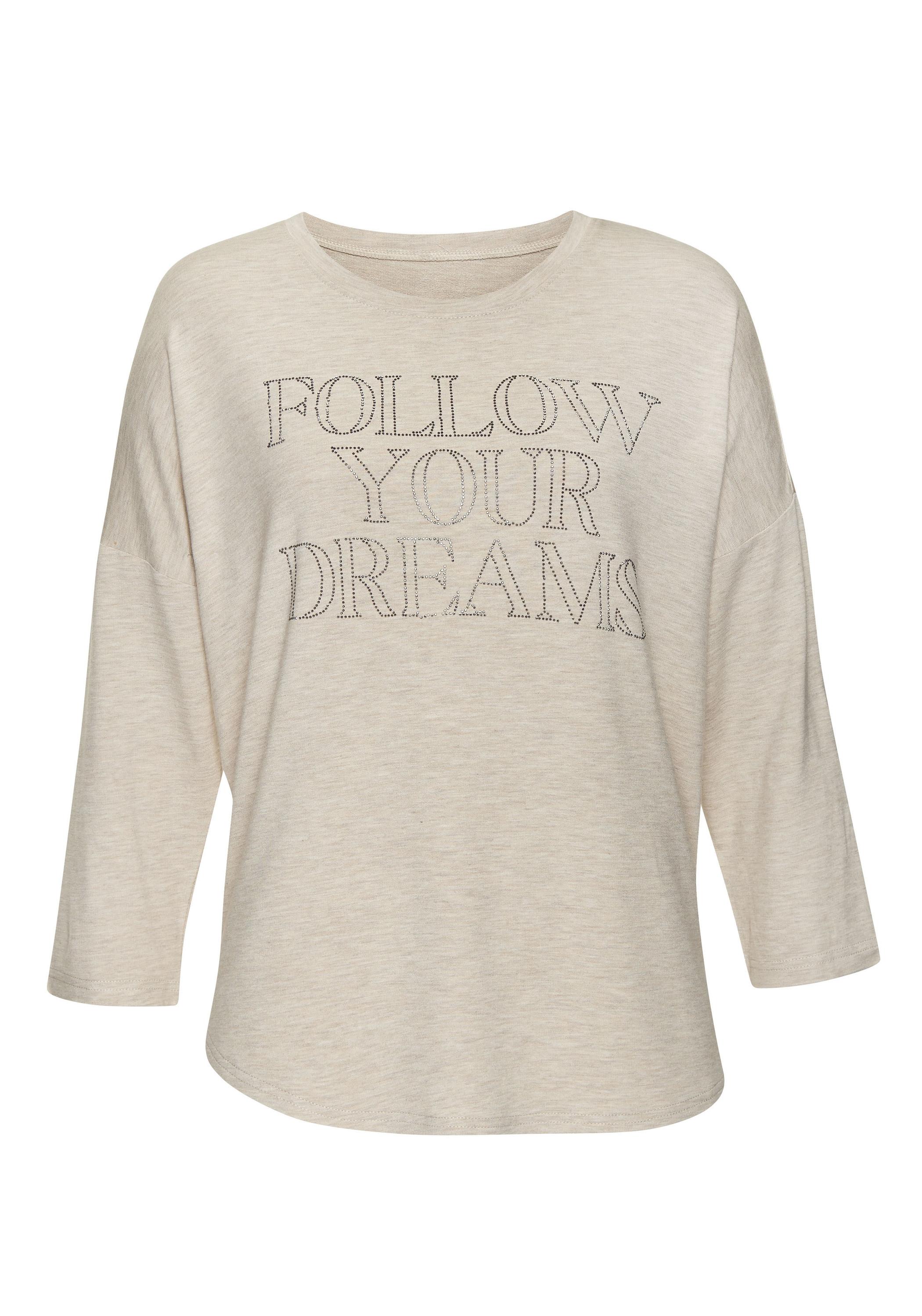 Lascana 3/4-Arm-Shirt Longshirt Damen - beige