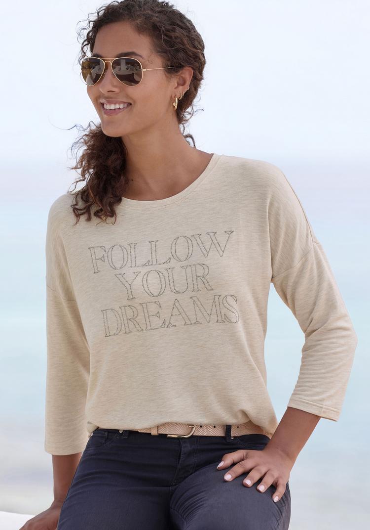 Lascana Lascana 3/4-Arm-Shirt Longshirt Damen - beige - 1 | SportScheck