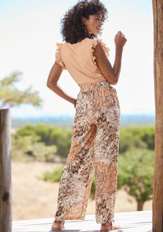 Rückansicht von Lascana Palazzohose Stoffhose Damen apricot taupe