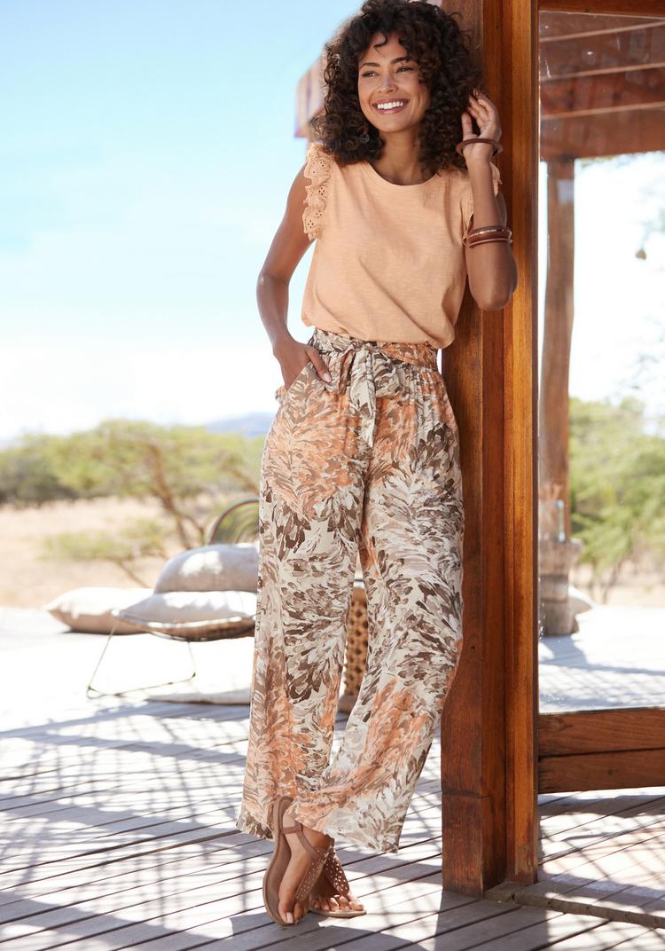 Lascana Lascana Palazzohose Stoffhose Damen - apricot - taupe - 2 | SportScheck