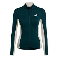 adidas Tempo 3-Streifen lang&auml;rmliges Radtrikot Funktionstop Damen - Green / Alumina