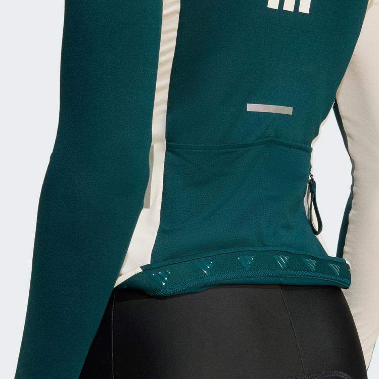 adidas adidas Tempo 3-Streifen lang&auml;rmliges Radtrikot Funktionstop Damen - Green / Alumina - 0 | SportScheck