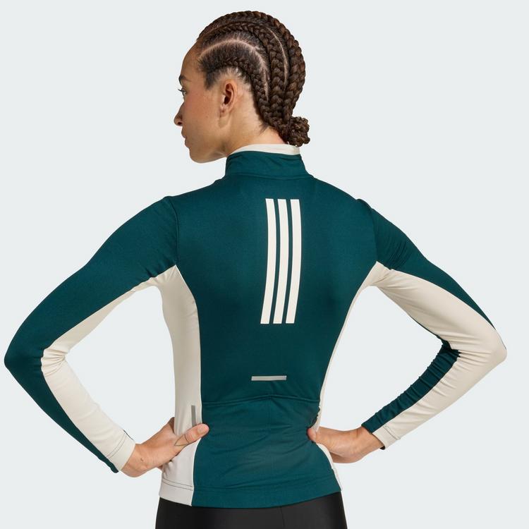 adidas adidas Tempo 3-Streifen lang&auml;rmliges Radtrikot Funktionstop Damen - Green / Alumina - 1 | SportScheck