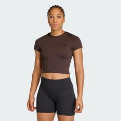 Rückansicht von adidas Workout Essentials Knit Baby T-Shirt Funktionsshirt Damen Aurora Coffee