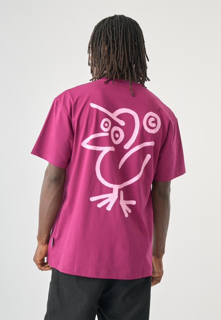 Cleptomanicx Cleptomanicx Sketch Gull Printshirt Herren - Magenta Purple - 1 | SportScheck