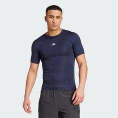 Rückansicht von adidas TECHFIT Compression Training T-Shirt Funktionsshirt Herren Legend Ink
