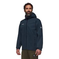Rückansicht von Mammut Linard Guide Hooded Hardshelljacke Herren marine