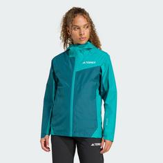 Rückansicht von adidas Terrex Multi 2.5L RAIN.RDY Regenjacke Outdoorjacke Damen Mystery Green / Pure Teal