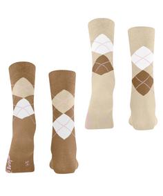 Rückansicht von Burlington Everyday Argyle SO 2-Pack Freizeitsocken Damen brown sugar (5152)