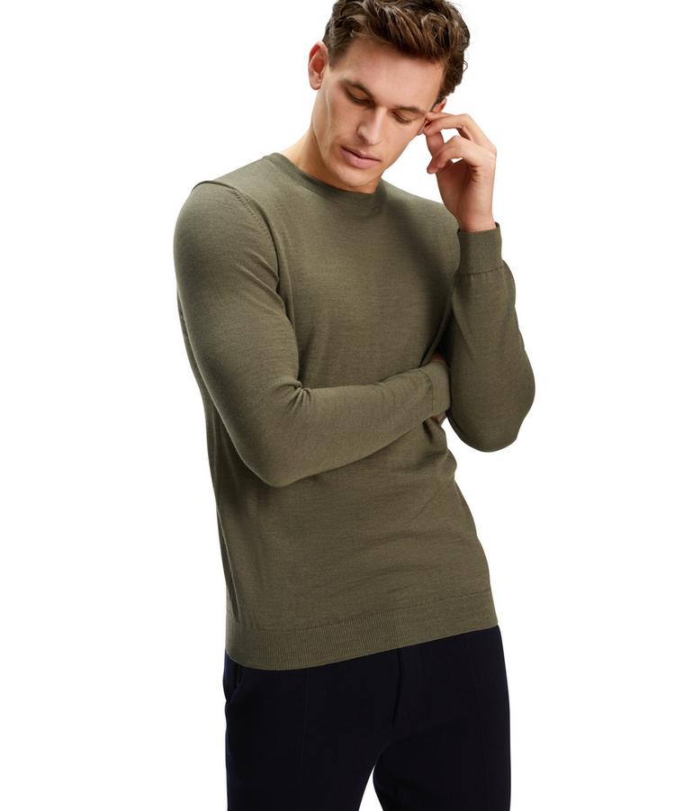 Falke Falke Merino X-Fine Crew Neck Strickpullover Herren - wood mel. (7358) - 2 | SportScheck
