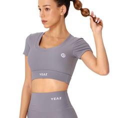 Rückansicht von YEAZ CLUB LEVEL Croptop Damen Shadow Grey
