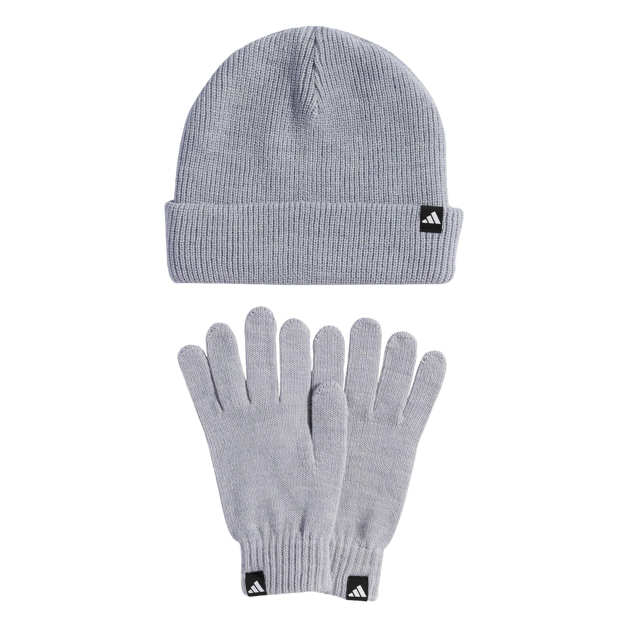 adidas Set aus Handschuhen und M&uuml;tze Beanie - Light Grey Heather / White