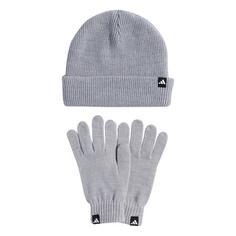 adidas Set aus Handschuhen und Mütze Beanie Light Grey Heather / White