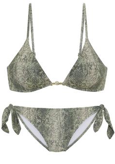 JETTE Triangel-Bikini Bikini Set Damen oliv bedruckt