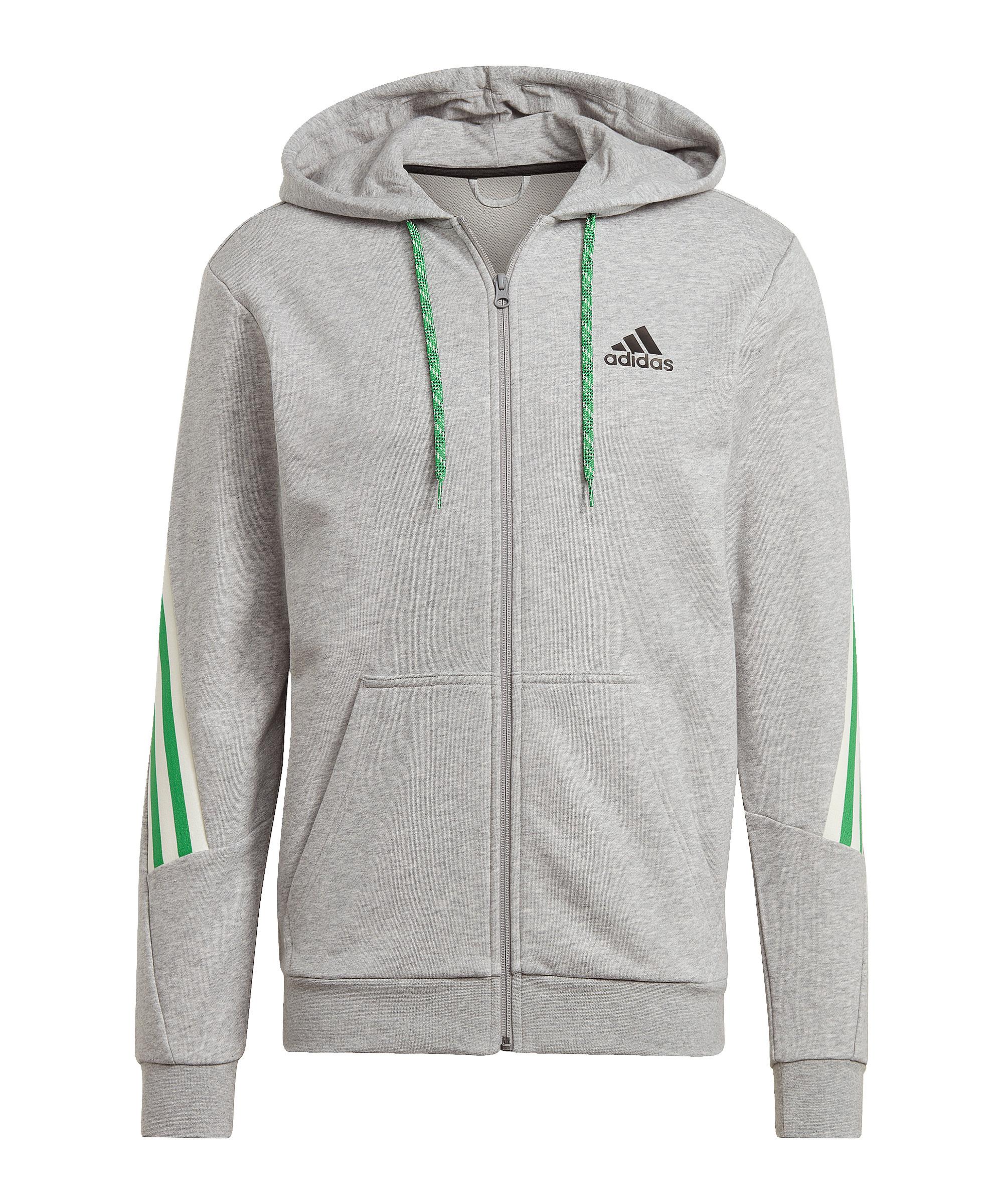 adidas 3 Stripes Kapuzenjacke Trainingsjacke Herren - grau