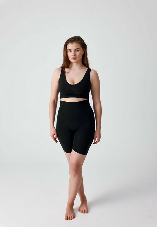 Rückansicht von Snocks Shaping High Waisted Shorts Unterhose Damen Schwarz