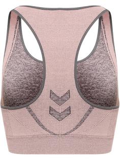 Rückansicht von hummel hmlKARINA SEAMLESS SPORTS TOP Funktionstop Damen QUIET SHADE/WOODROSE MELANGE