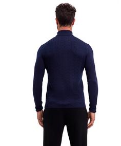 Rückansicht von Falke Strickpullover Herren space blue (6116)