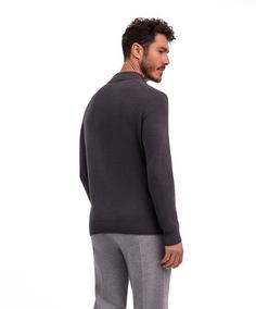 Rückansicht von Falke Strickpullover Herren asphalt mel. (3182)