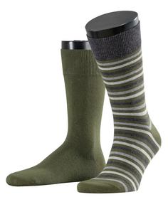 ESPRIT M. Stripe SO  2-Pack Freizeitsocken Herren dark moss (7617)