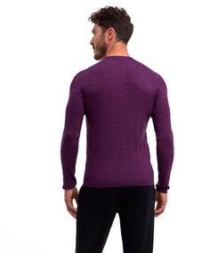 Rückansicht von Falke Strickpullover Herren aubergine (8282)