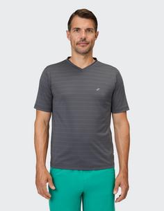 Rückansicht von JOY sportswear ALDO T-Shirt Herren magnet gray stripes