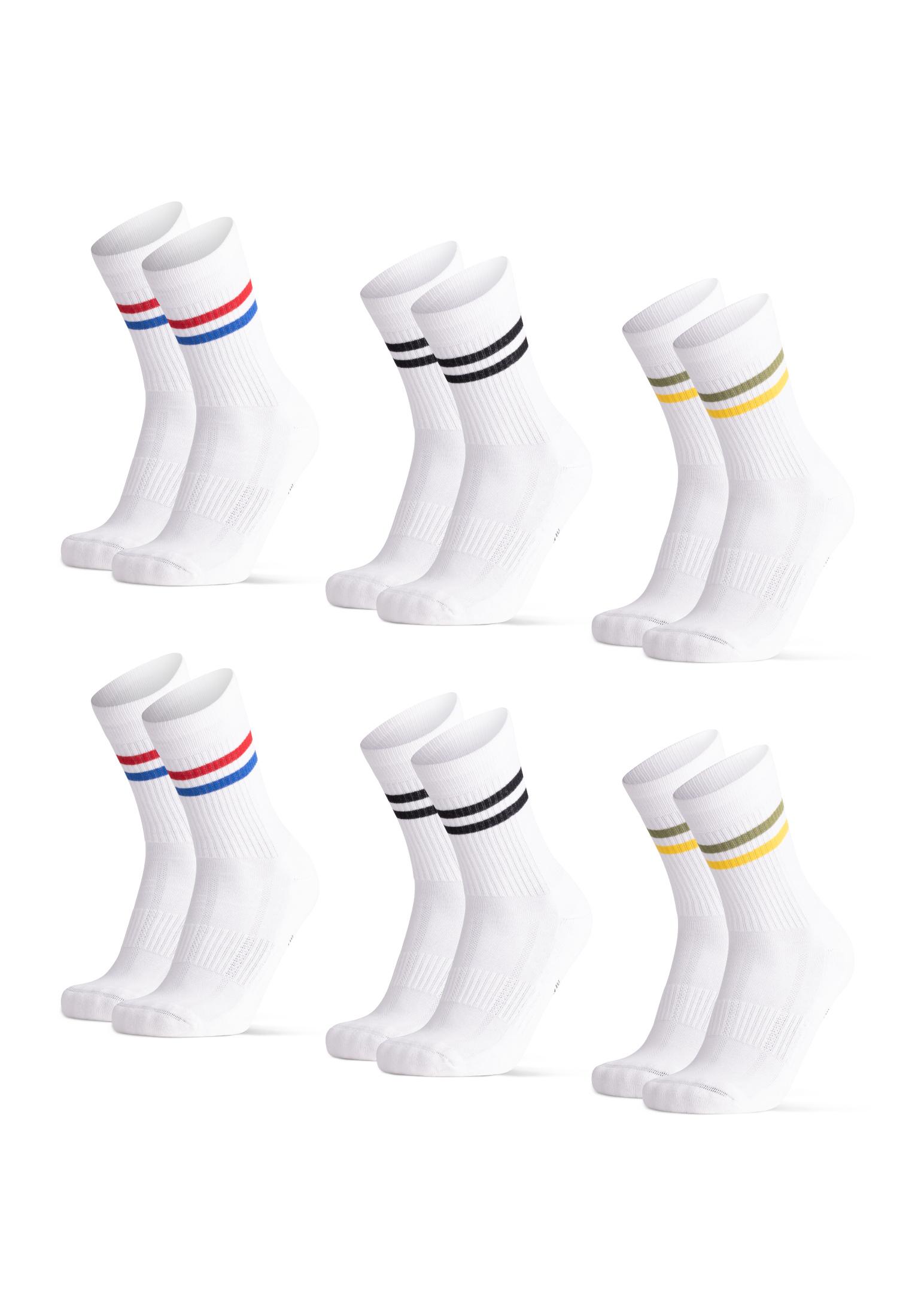 DANISH ENDURANCE Tennis Crew Socken - black greenyellow redblue stripes