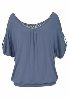 Lascana Strandshirt T-Shirt Damen rauchblau