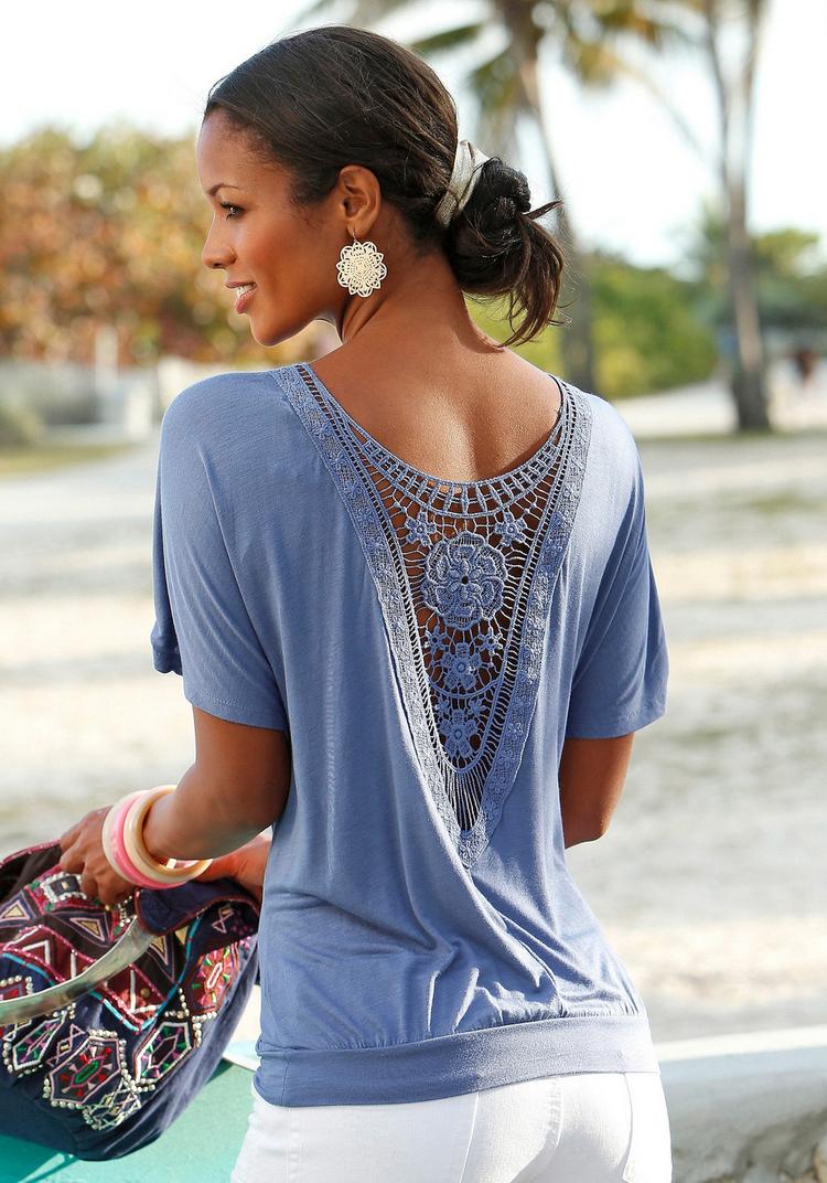 Lascana Lascana Strandshirt T-Shirt Damen - rauchblau - 0 | SportScheck