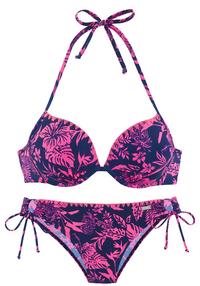 VENICE BEACH Push-Up-Bikini Bikini Set Damen - marine-pink bedruckt