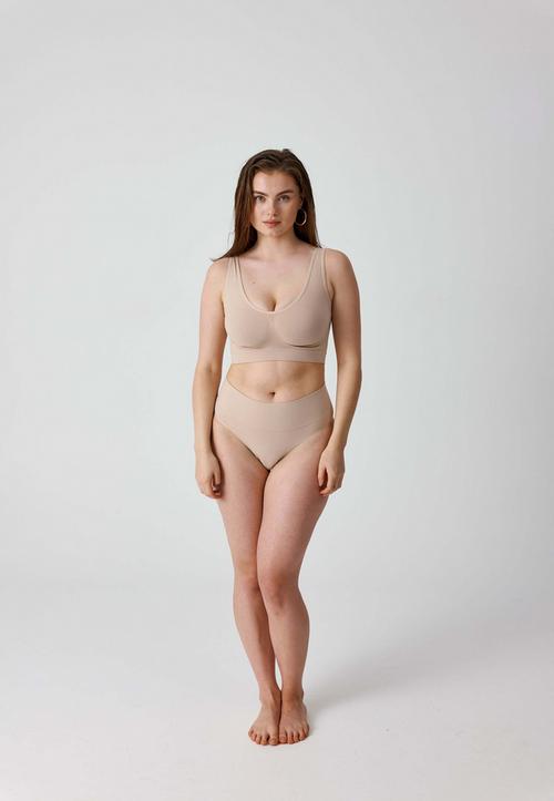 Rückansicht von Snocks Shaping High Waist Tanga String Damen beige