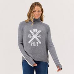 Rückansicht von Krimson Klover Off-Piste Turtleneck Layerlangarmshirt Damen heather grey
