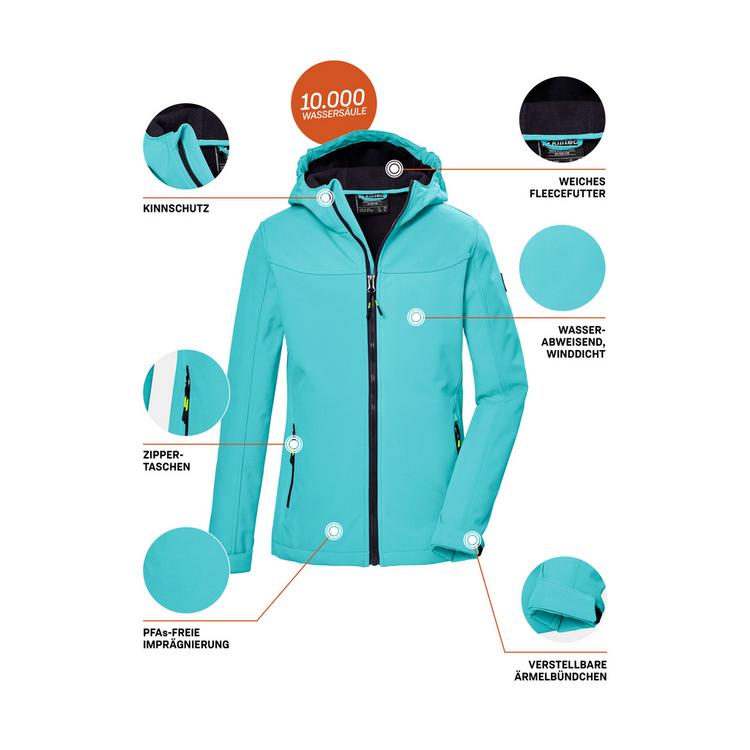 KILLTEC KILLTEC KOS 145 Softshelljacke M&auml;dchen - Hellblau354 - 3 | SportScheck