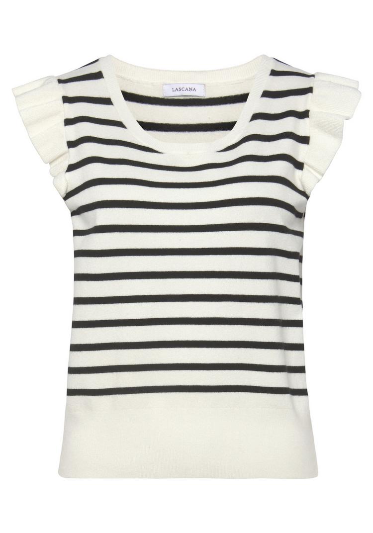 Lascana Lascana Stricktop Spaghettitop Damen - creme-schwarz gestreift - 0 | SportScheck