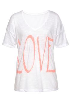 Vivance V-Shirt V-Shirt Damen wei&szlig;-neonorange