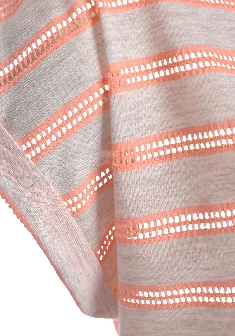 Vivance Vivance Kurzarmshirt T-Shirt Damen - hellgrau-meliert-neonorange-gestreift - 0 | SportScheck