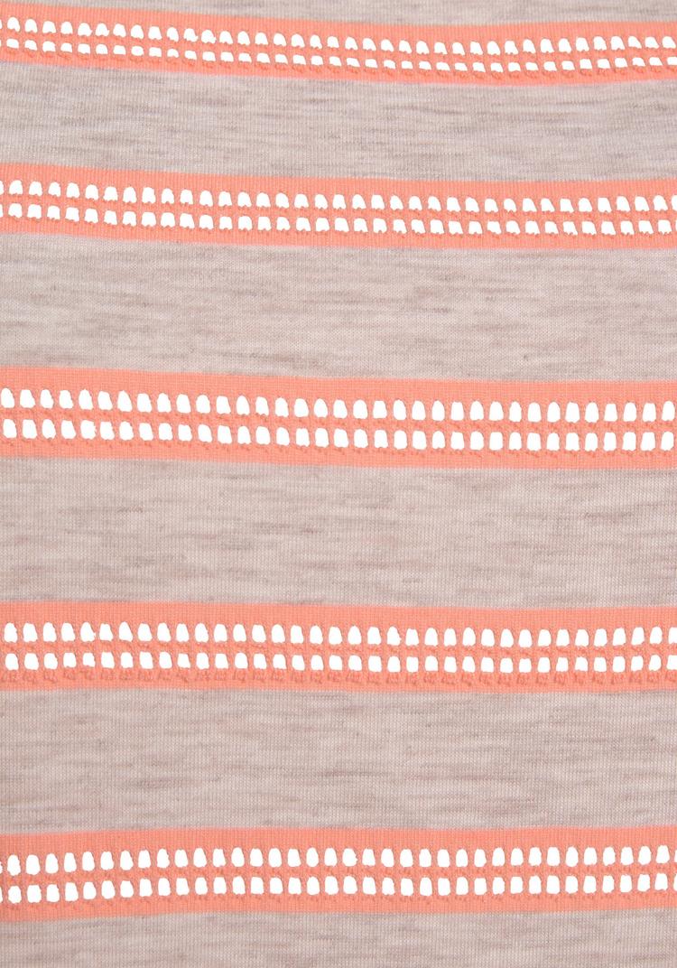 Vivance Vivance Kurzarmshirt T-Shirt Damen - hellgrau-meliert-neonorange-gestreift - 1 | SportScheck