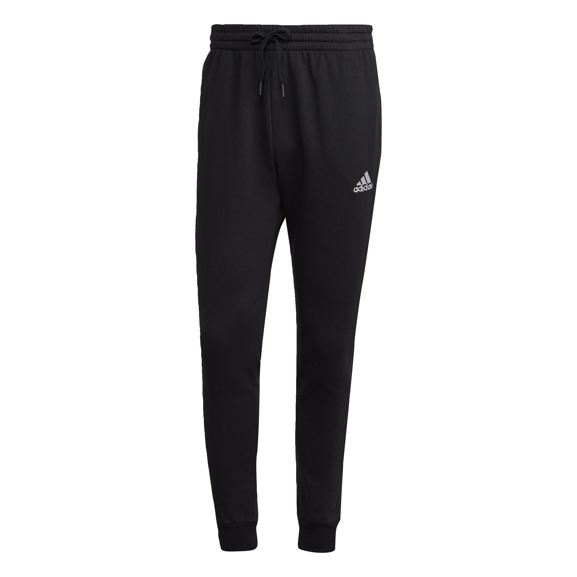 adidas Essentials Fleece Regular Tapered Hose Trainingshose Herren - Black / White
