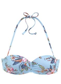 Lascana B&uuml;gel-Bandeau-Bikini-Top Bikini Oberteil Damen hellblau-bedruckt