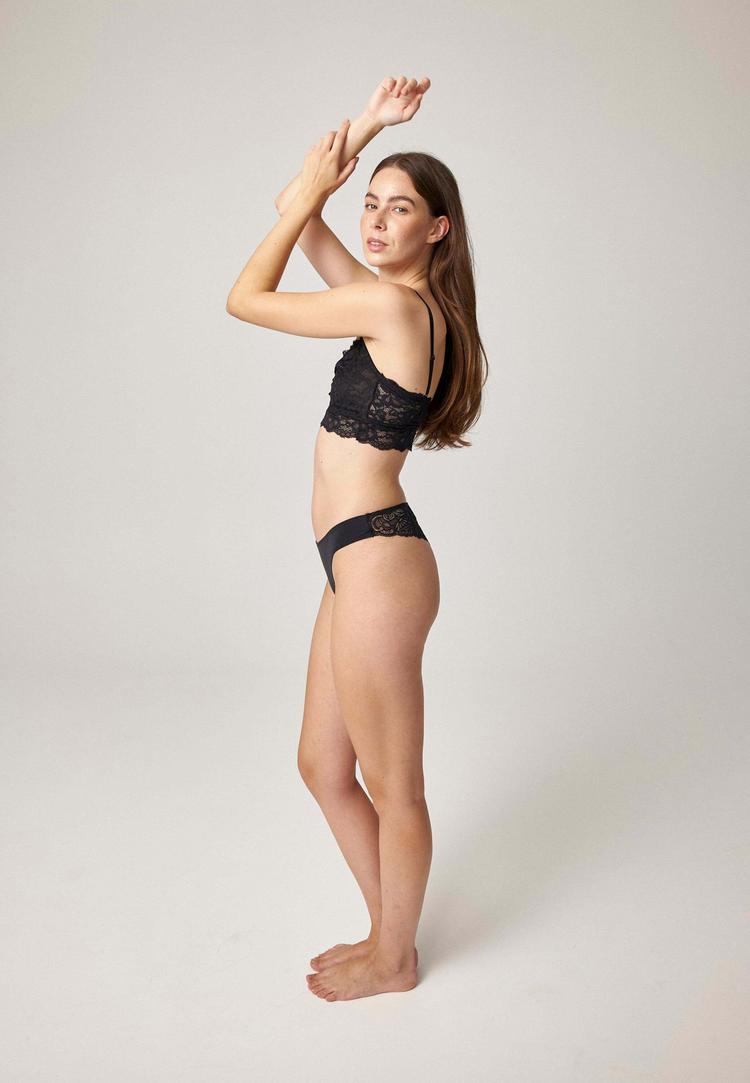 Snocks Snocks Seamless Tanga mit Spitze Unterhose Damen - Schwarz - 1 | SportScheck