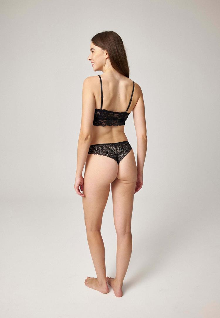 Snocks Snocks Seamless Tanga mit Spitze Unterhose Damen - Schwarz - 2 | SportScheck