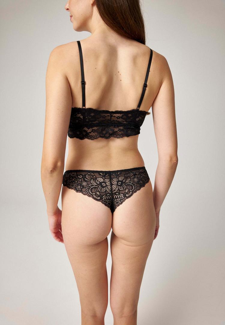 Snocks Snocks Seamless Tanga mit Spitze Unterhose Damen - Schwarz - 3 | SportScheck