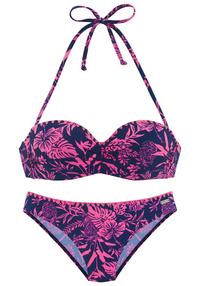 VENICE BEACH B&uuml;gel-Bandeau-Bikini Bikini Set Damen - marine-pink bedruckt
