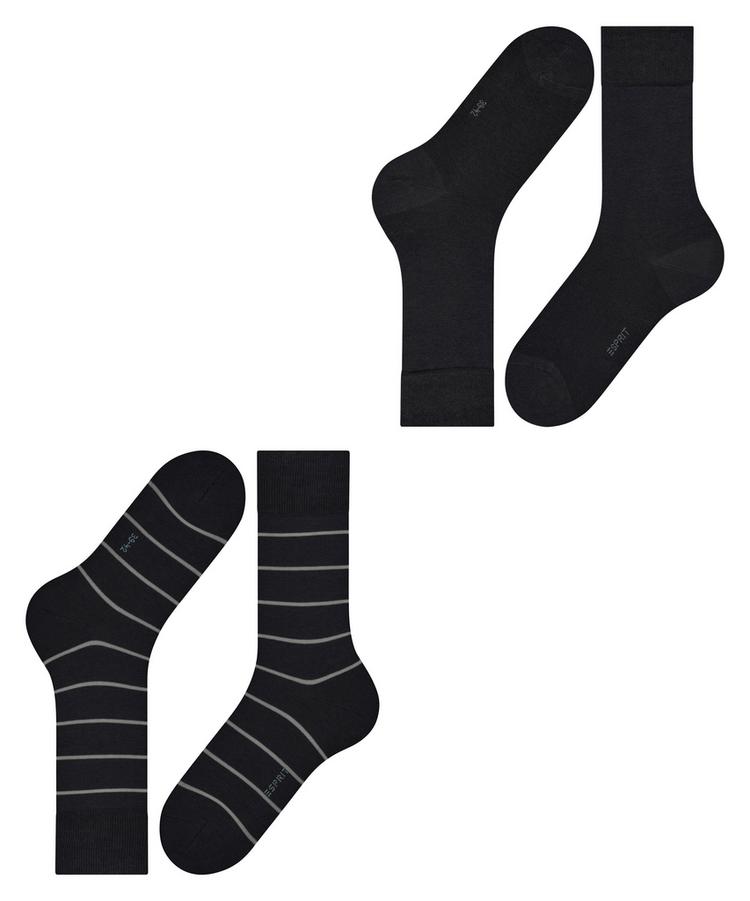 ESPRIT ESPRIT Modern Stripe SO  2-Pack Socken Herren - black (3000) - 2 | SportScheck
