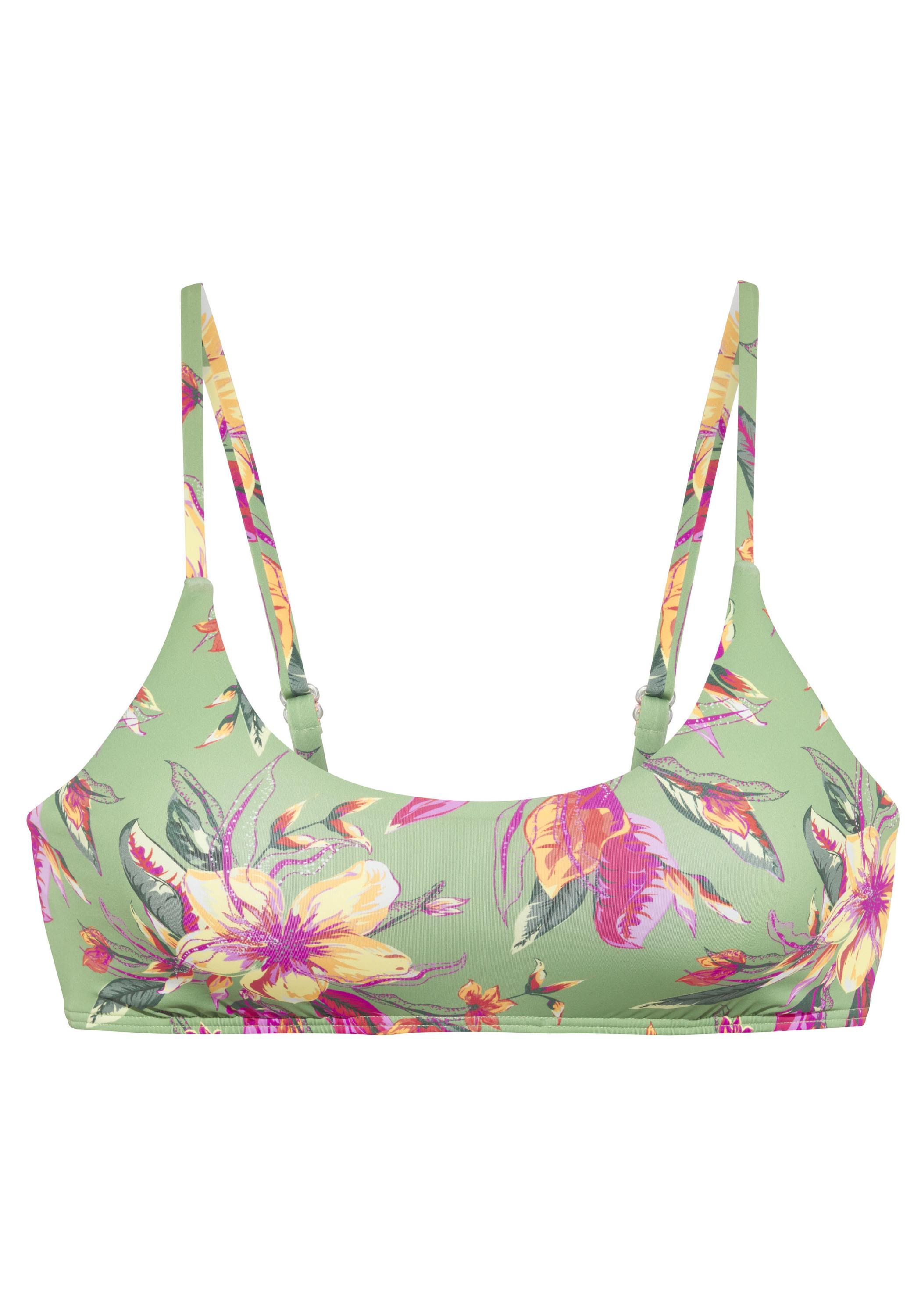 Lascana Bustier-Bikini-Top Bikini Oberteil Damen - salbei-pink bedruckt