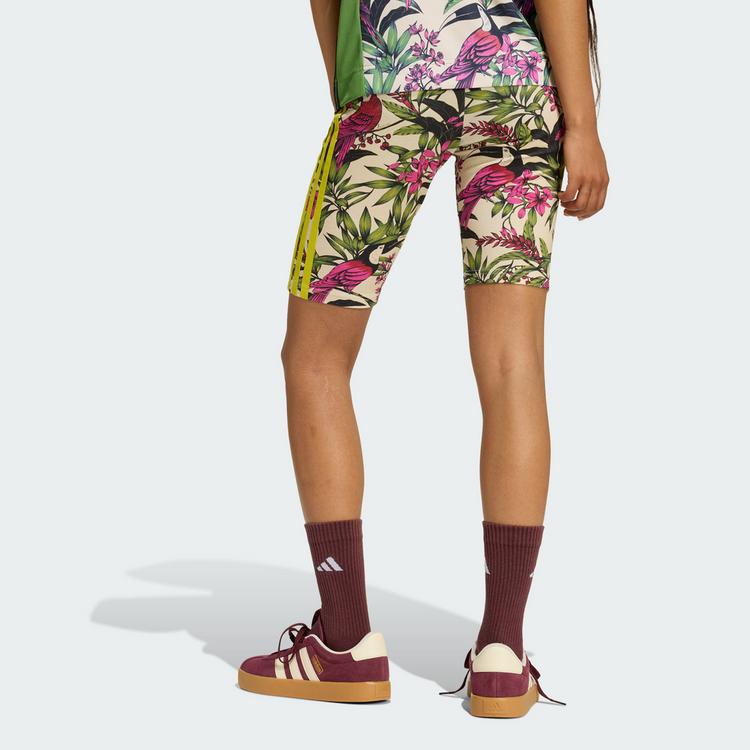 adidas adidas ADIDAS x FARM RIO BIKE SHORTS Funktionsshorts Damen - Crystal Linen / Semi Lucid Fuchsia / Green - 1 | SportScheck
