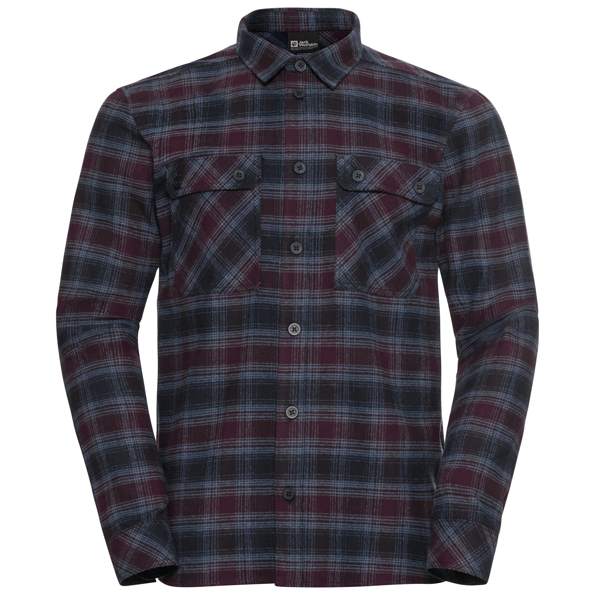 Jack Wolfskin BAJA FLANNEL SHIRT M Langarmhemd Herren - CHECK dark navy