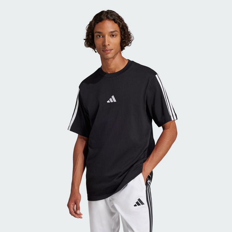 adidas adidas Essentials 3-Streifen Single Jersey T-Shirt Herren - Black / White - 0 | SportScheck